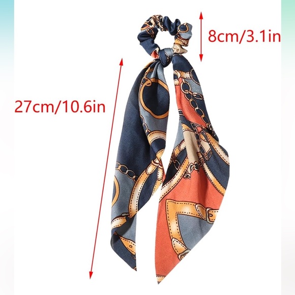 Red/black Elegant Chain Print Hair Scarf - Picture 2 of 2